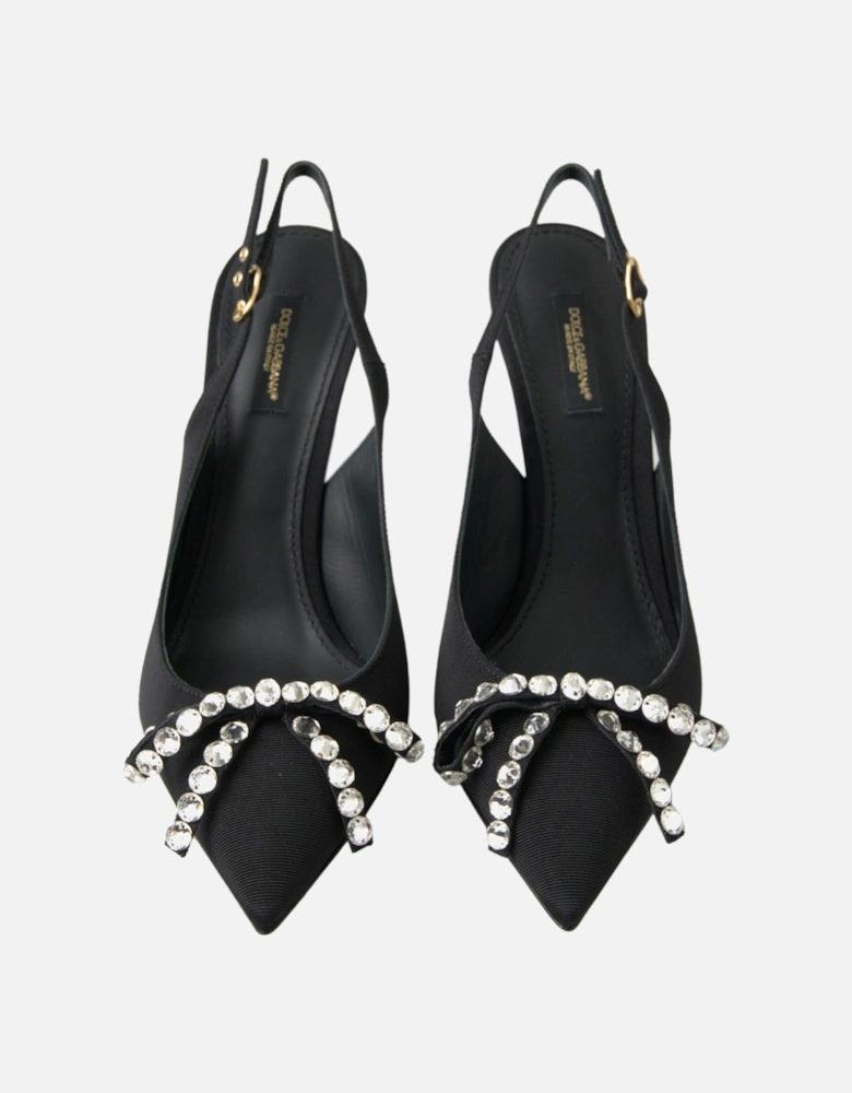 Crystal Slingbacks Bow pumps High Heels Women - Black Sandals