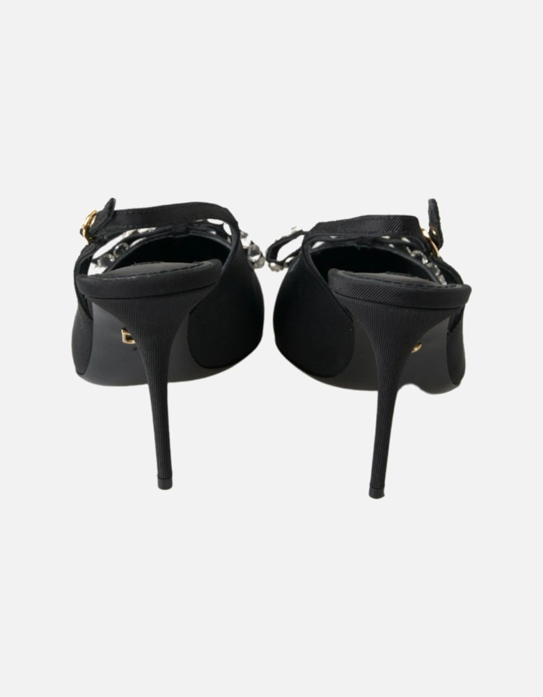 Crystal Slingbacks Bow pumps High Heels Women - Black Sandals