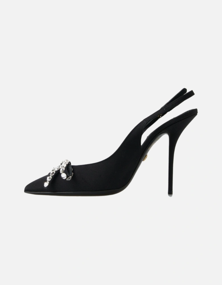 Crystal Slingbacks Bow pumps High Heels Women - Black Sandals