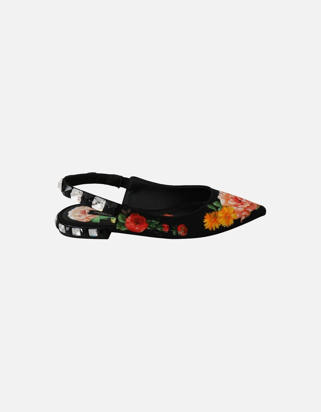 Floral Print Slingback Flats Women - Black, 7 of 6