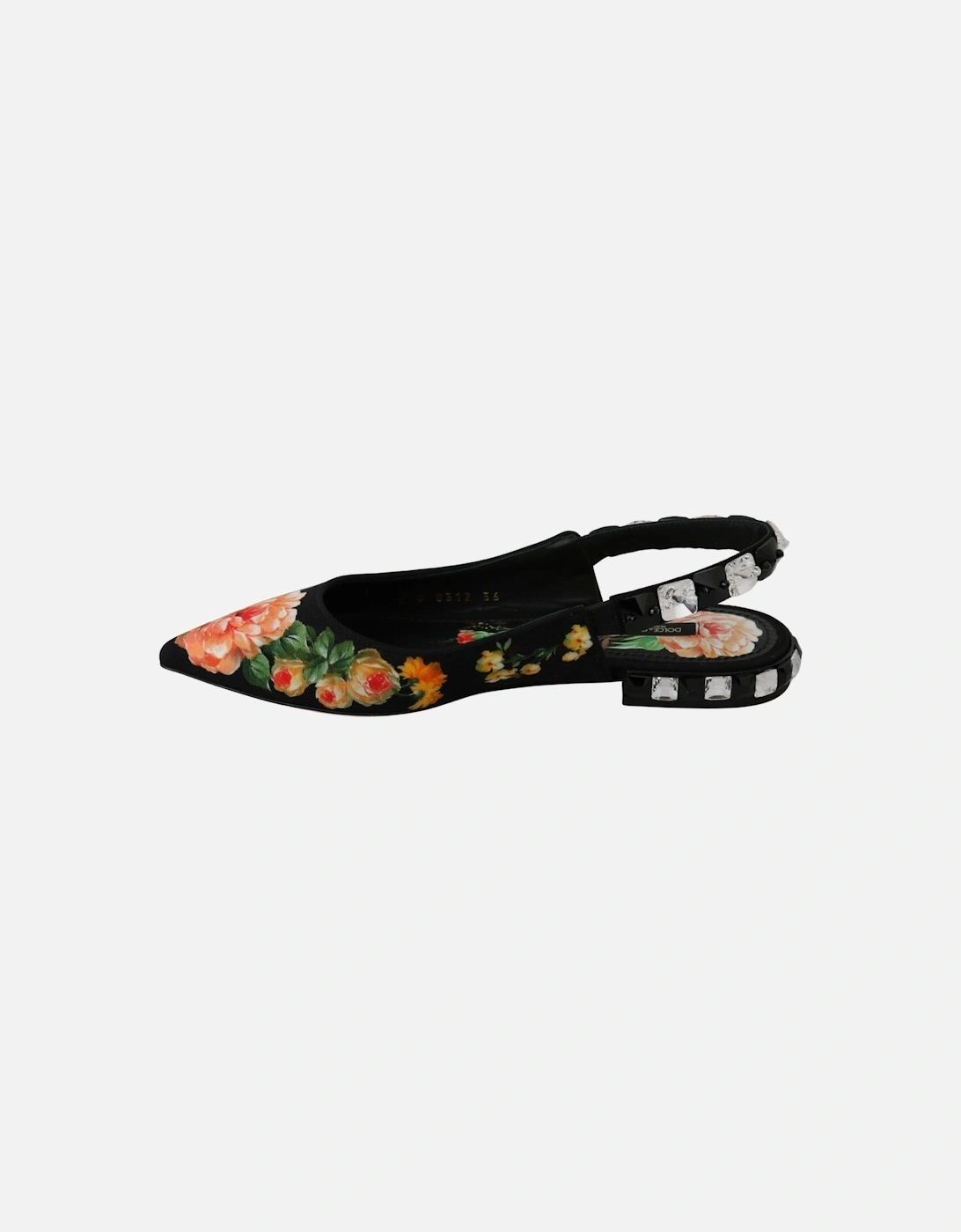 Floral Print Slingback Flats Women - Black