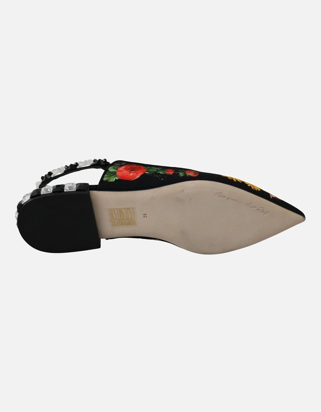 Floral Print Slingback Flats Women - Black