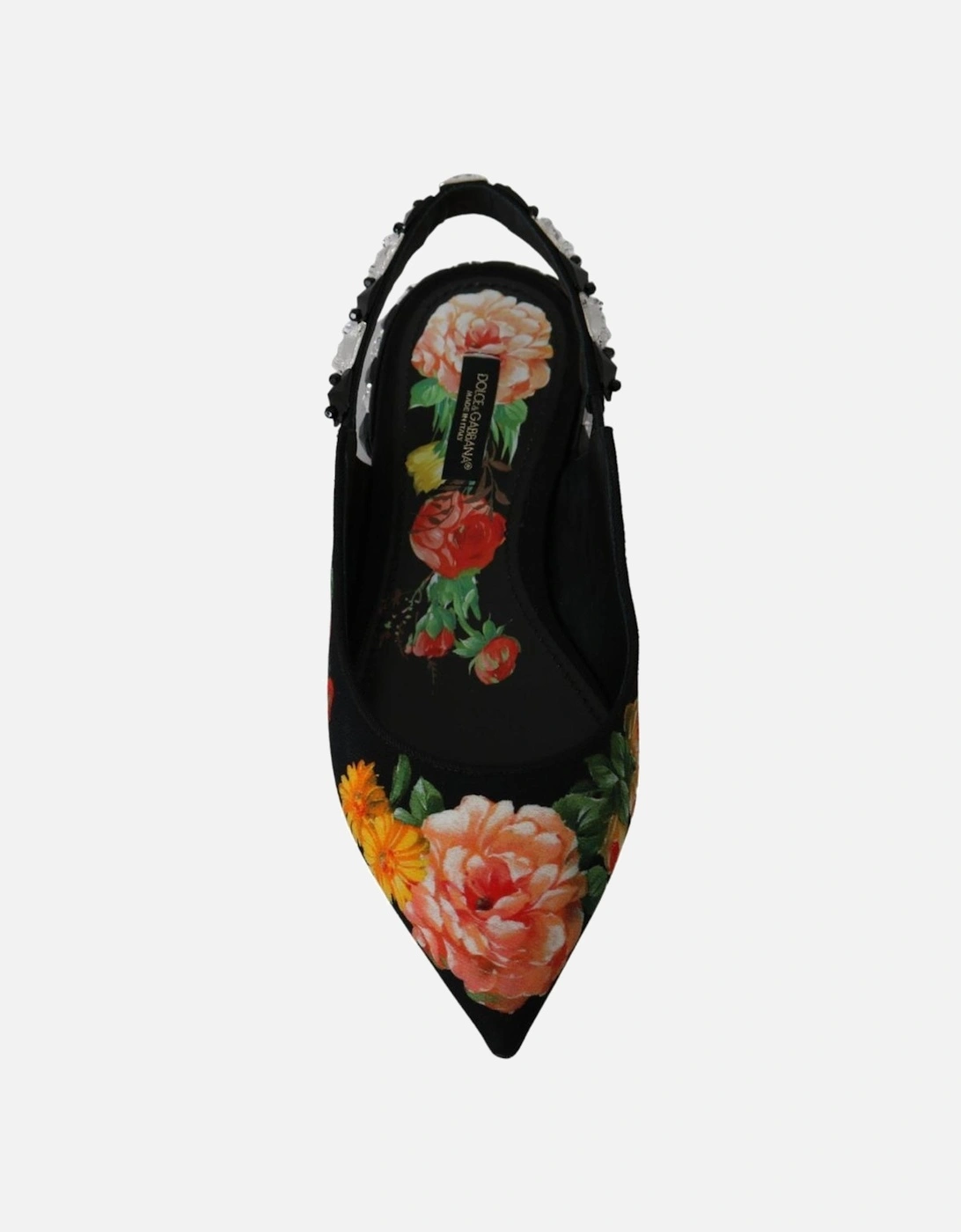 Floral Print Slingback Flats Women - Black