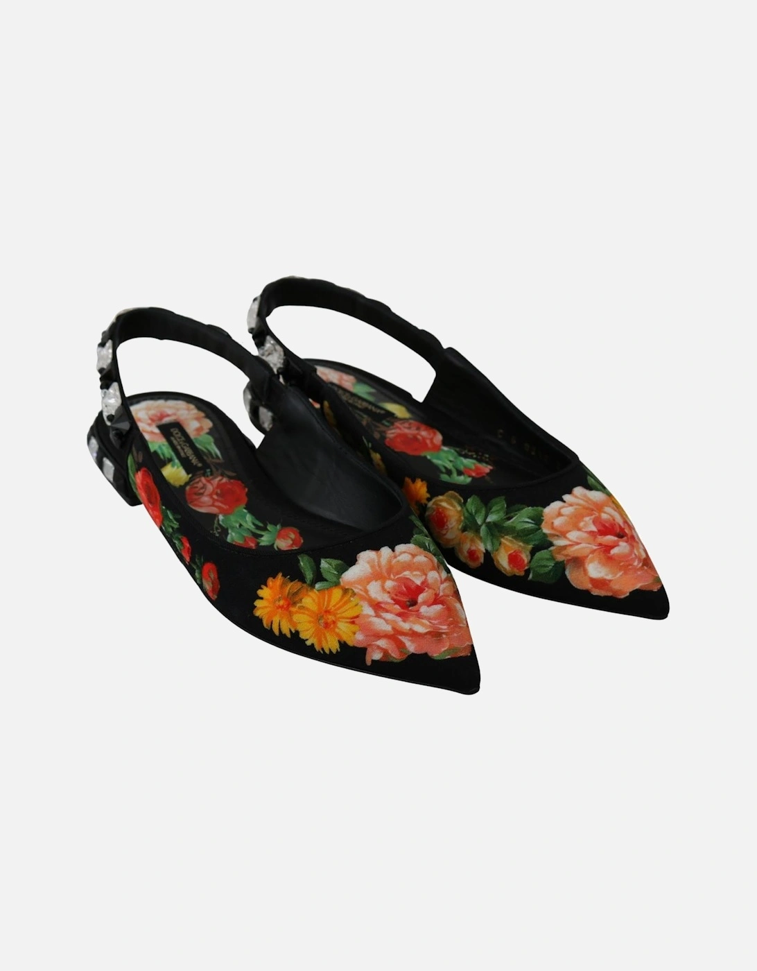 Floral Print Slingback Flats Women - Black