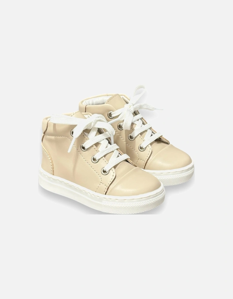 Nude Leather Danilo Hi-Top Trainers (New Sole)