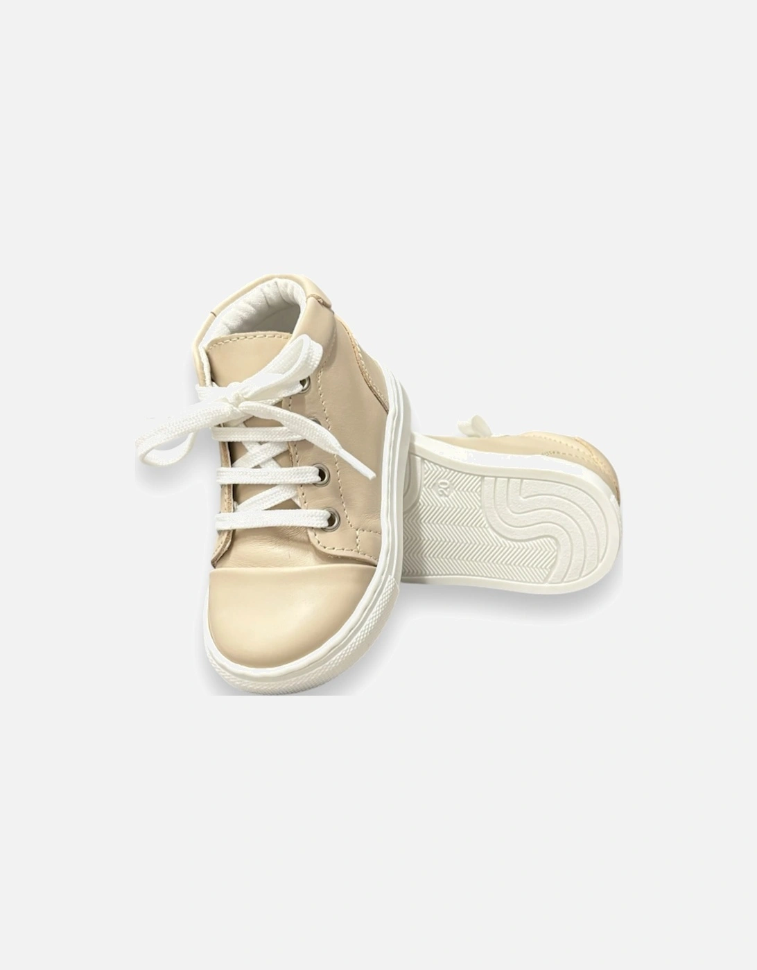 Nude Leather Danilo Hi-Top Trainers (New Sole)