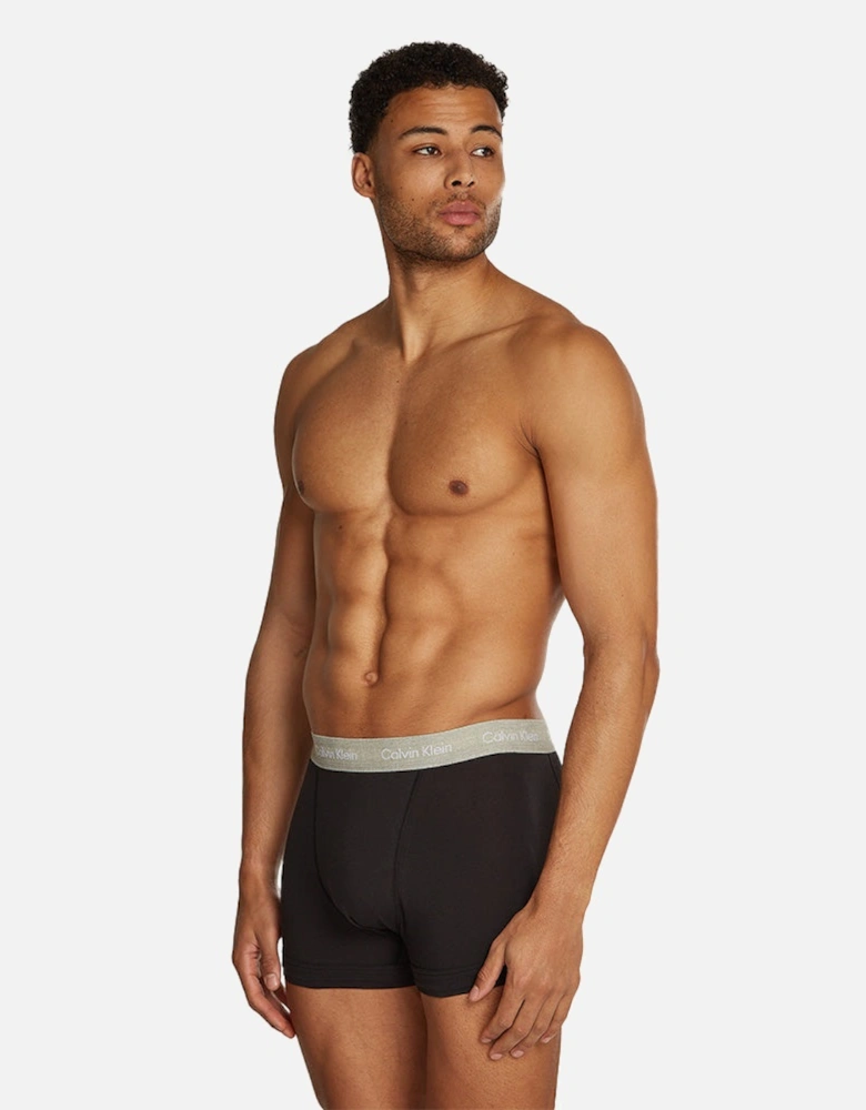 3-Pack Cotton Stretch Boxer Trunks, Black
