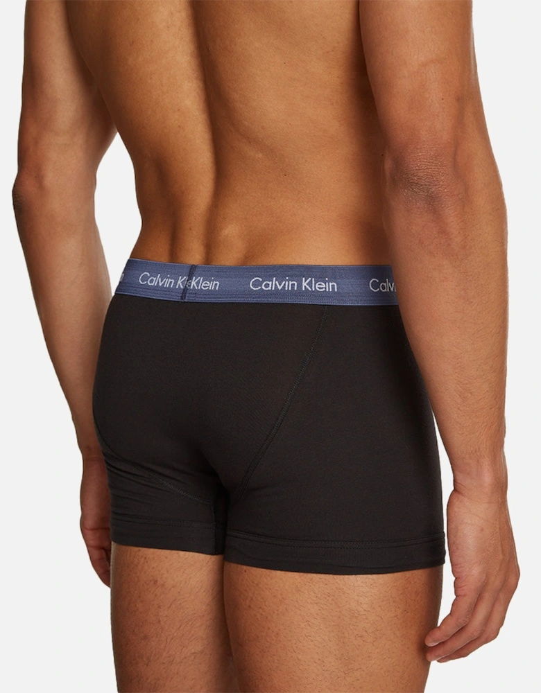 3-Pack Cotton Stretch Boxer Trunks, Black