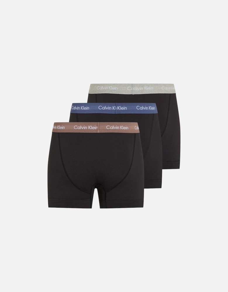 3-Pack Cotton Stretch Boxer Trunks, Black