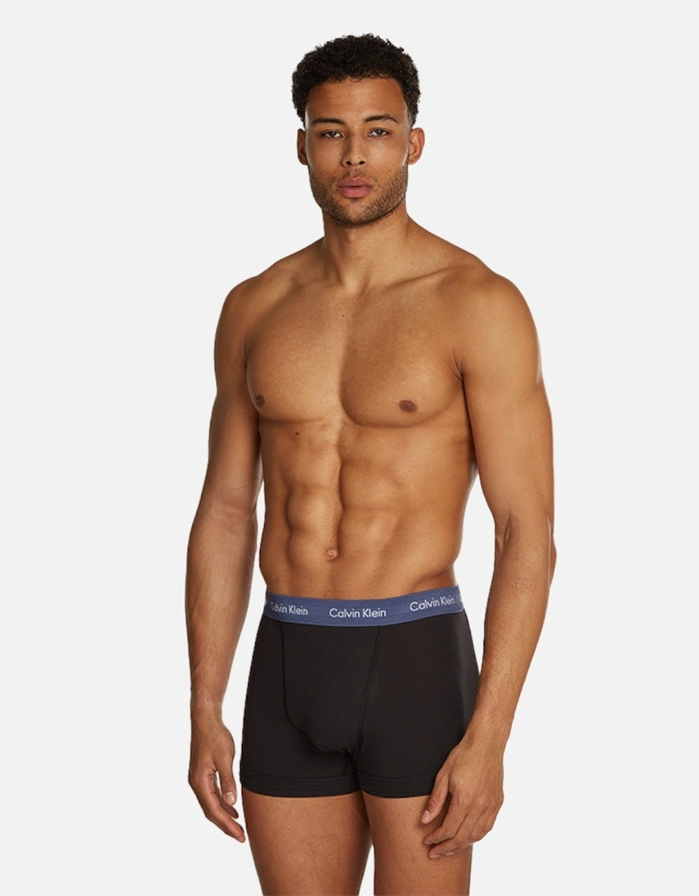 3-Pack Cotton Stretch Boxer Trunks, Black