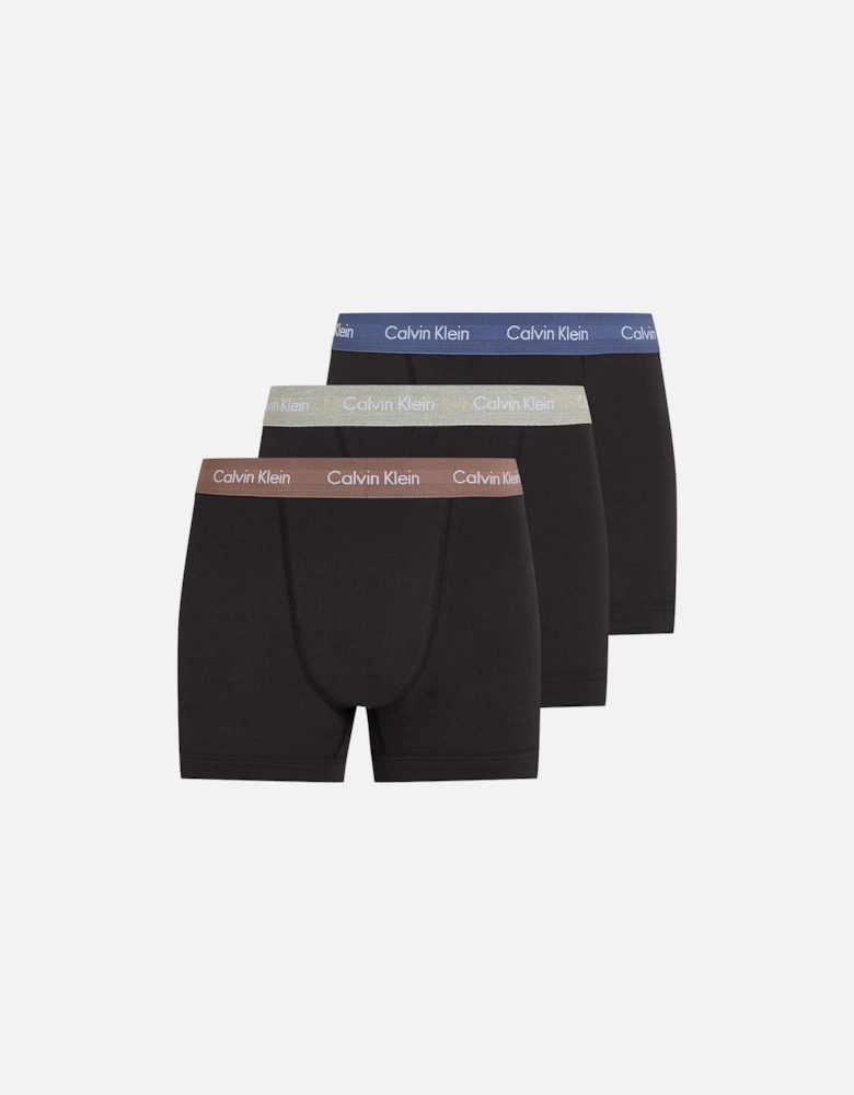 3-Pack Cotton Stretch Boxer Trunks, Black
