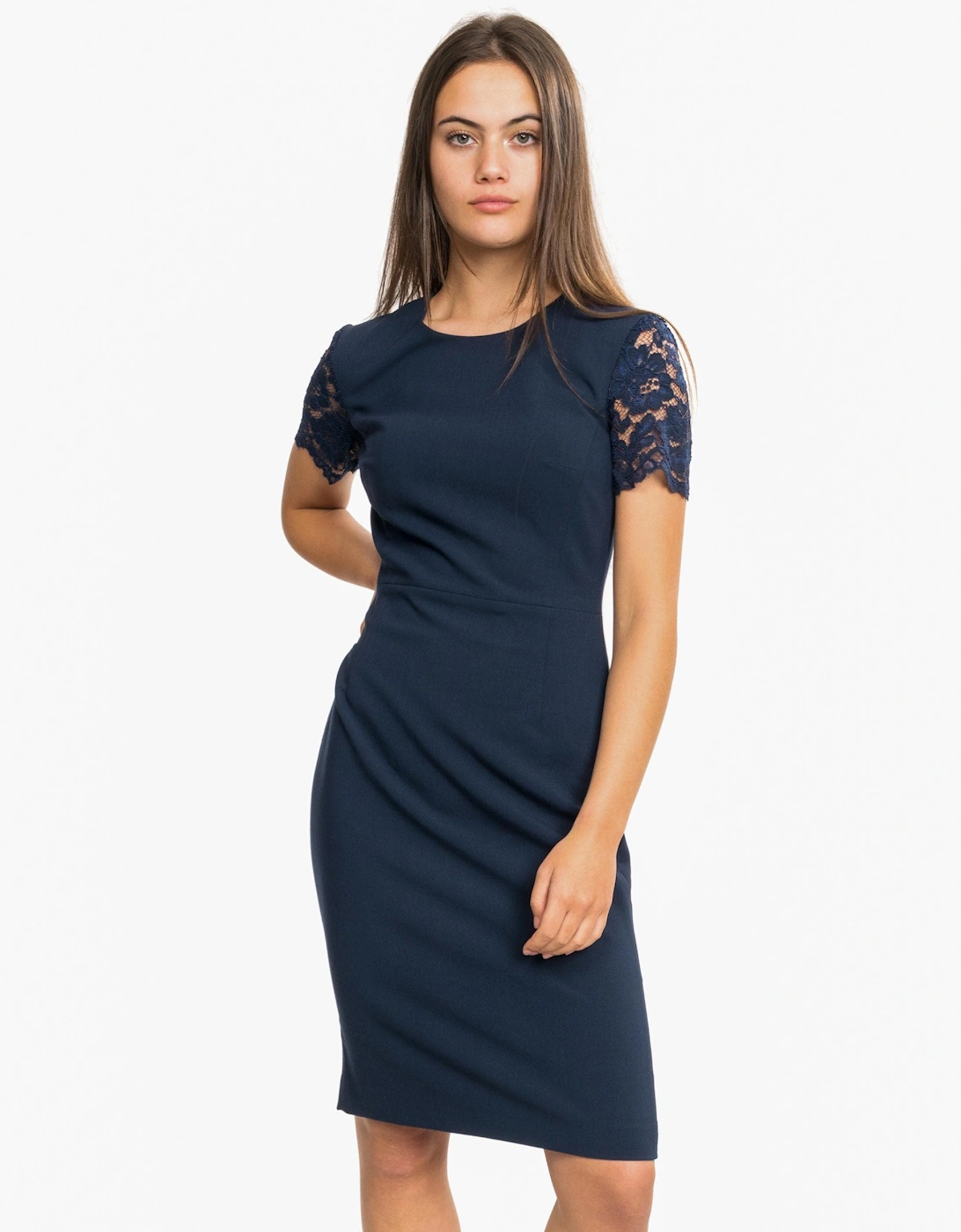 Whisper Ruth Lace Sleeved Pencil Dress, 7 of 6