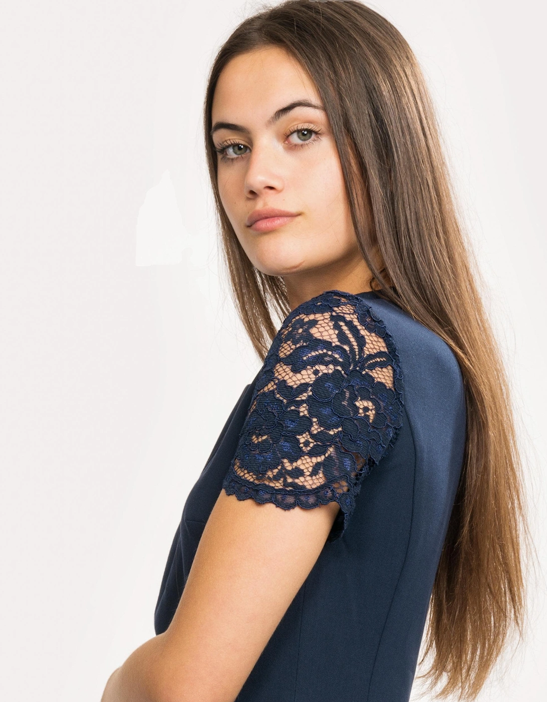 Whisper Ruth Lace Sleeved Pencil Dress