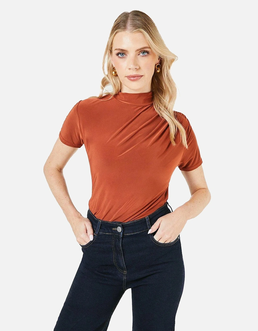 Womens/Ladies Draped High-Neck Top, 5 of 4