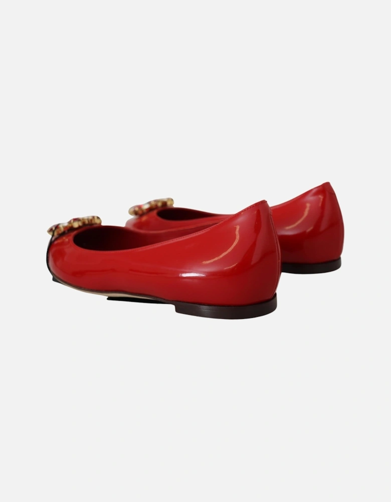 Patent Leather Ballerinas Red Crystal Women Flats