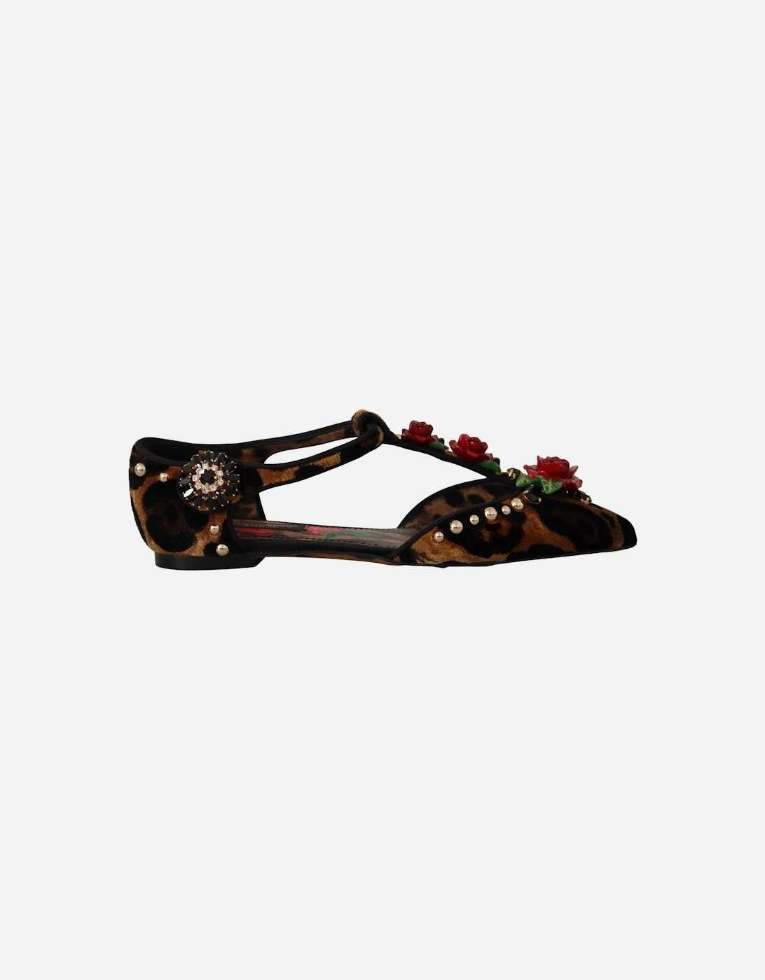 Leopard Velvet Ballerinas Rose Detail Women - Brown Flats, 7 of 6