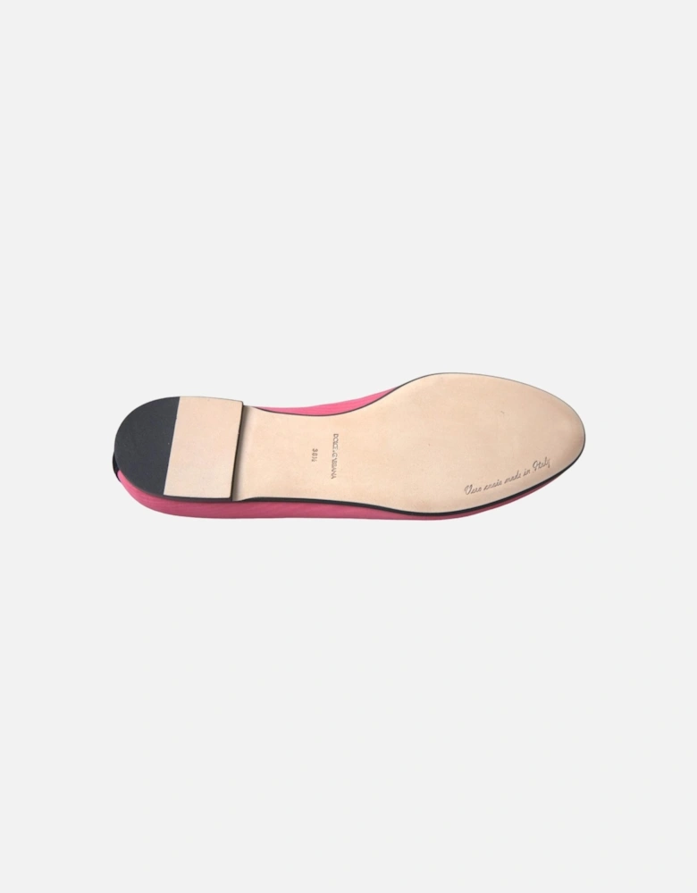 Pink Velvet Loafers with Gold Heart Detail Women Flats