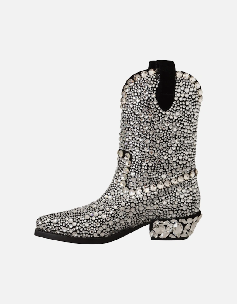 Dolce Gabbana Crystal Cowboy Boots Women - Black