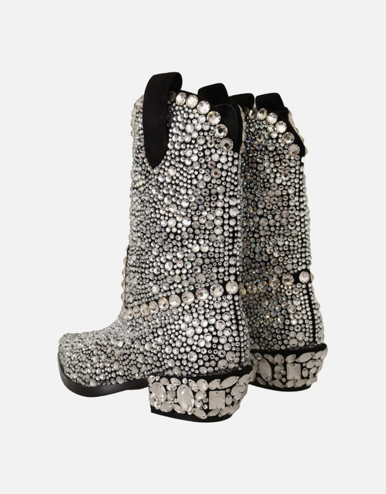 Dolce Gabbana Crystal Cowboy Boots Women - Black