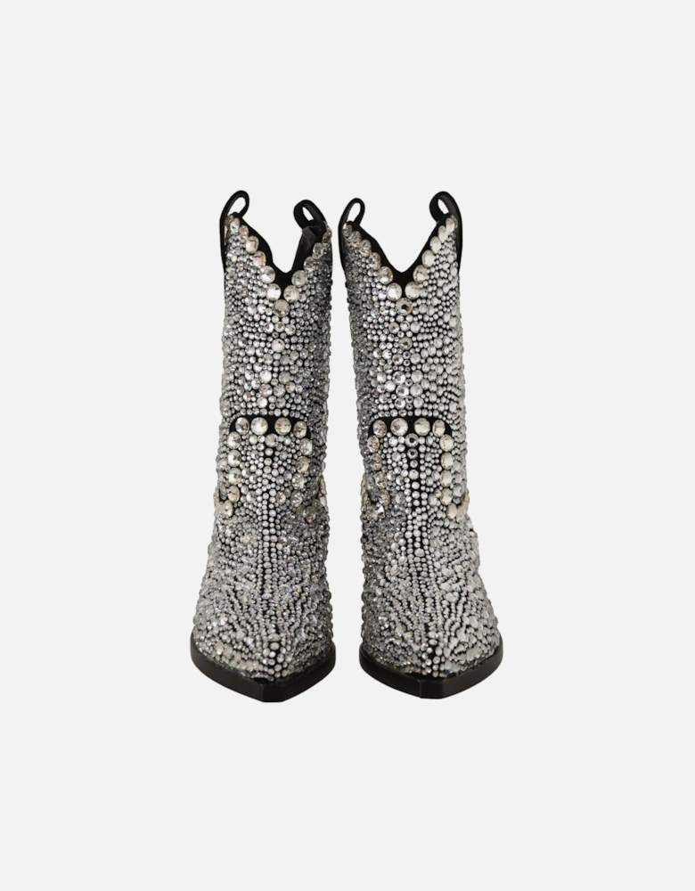 Dolce Gabbana Crystal Cowboy Boots Women - Black