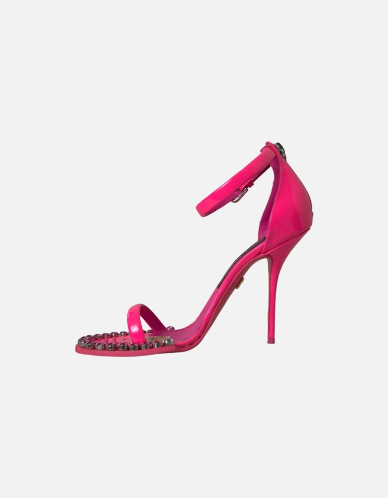 Crystal Embellished Ankle Strap Heels Women - Pink Sandals