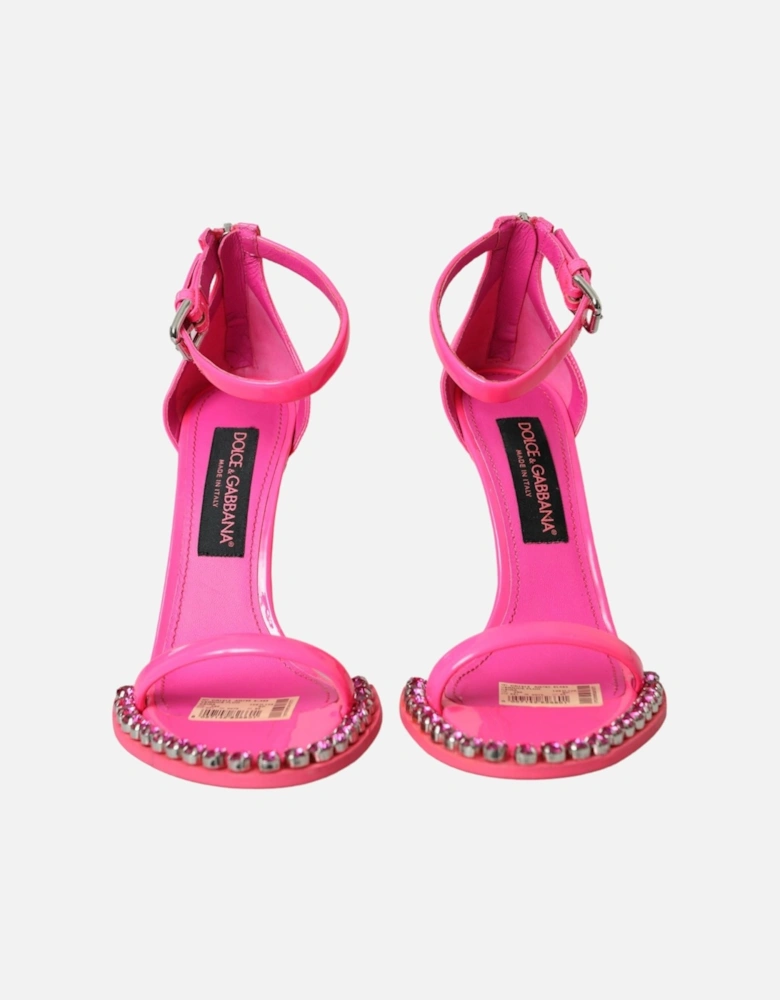 Crystal Embellished Ankle Strap Heels Women - Pink Sandals