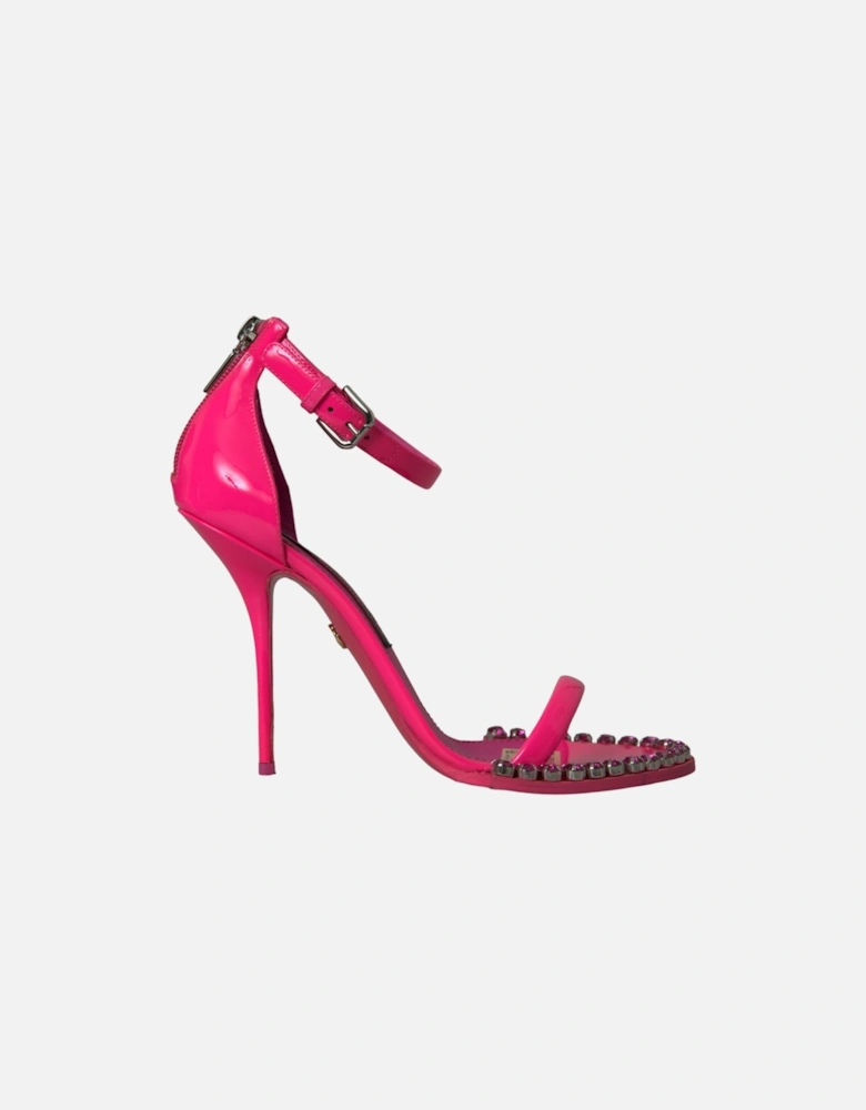 Crystal Embellished Ankle Strap Heels Women - Pink Sandals