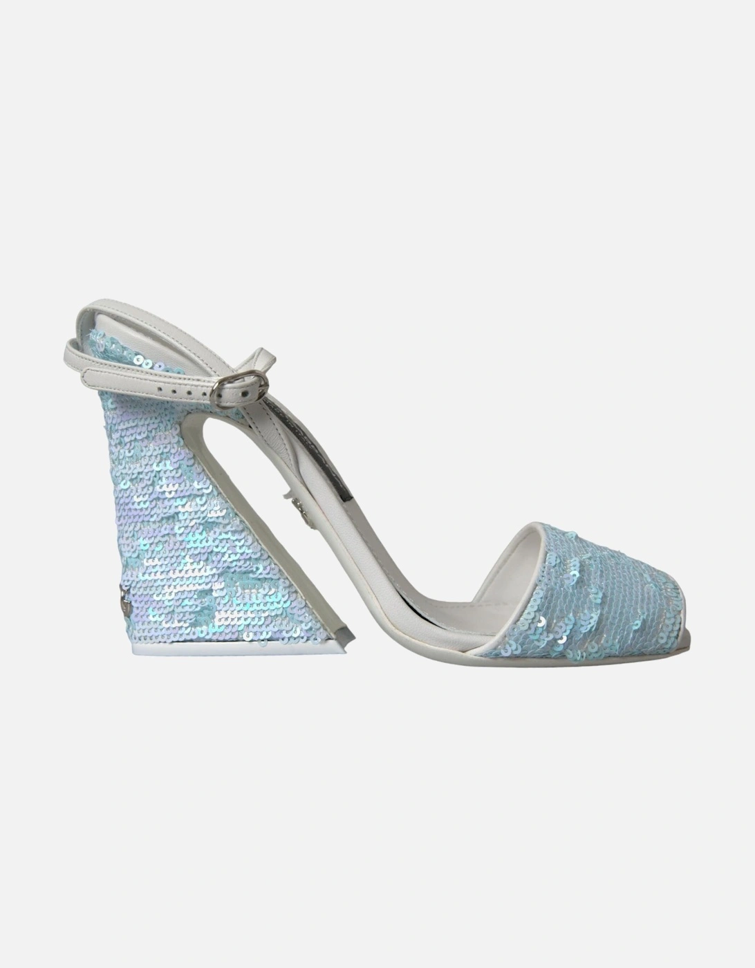 Sequined Heels Sandals with Buckle Closure Women - Light Blue, 7 of 6