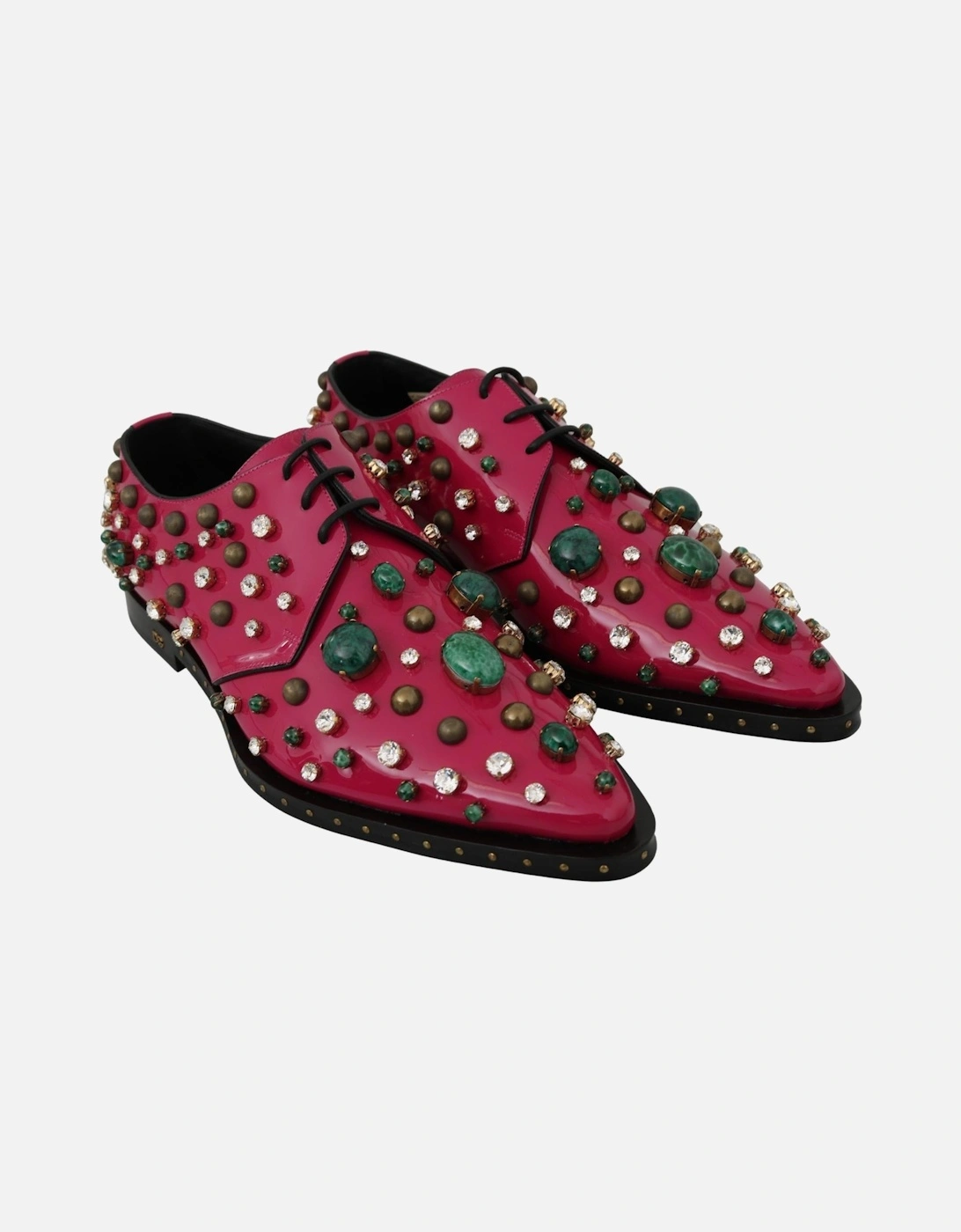 Embellished Patent Leather Oxfords Women - Pink Flats