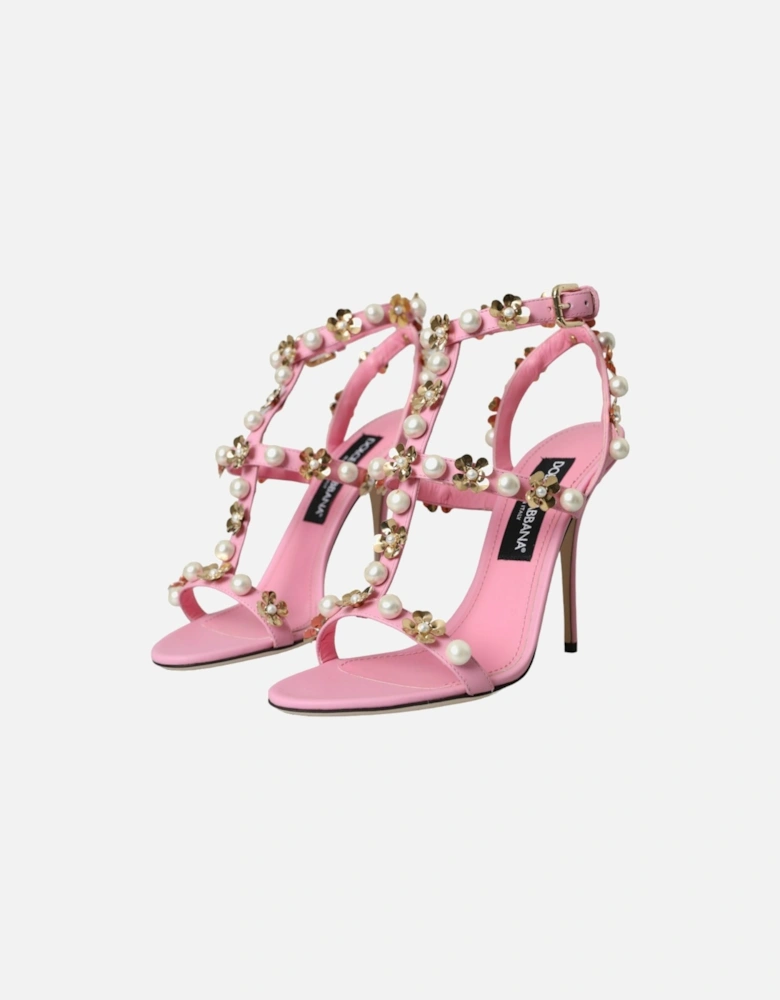 Embellished ankle strap heels sandals Women - Pink