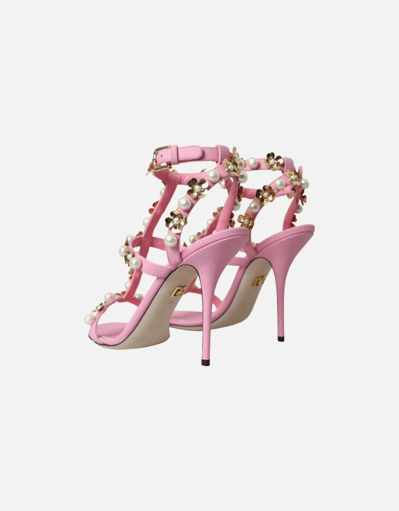 Embellished ankle strap heels sandals Women - Pink