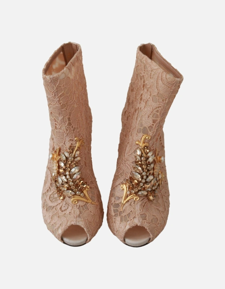 Lace Bootie Bee Embellishment Women - Pink Sandals