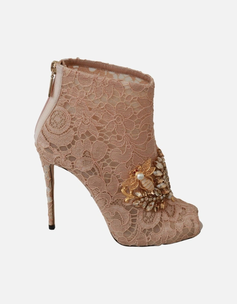 Lace Bootie Bee Embellishment Women - Pink Sandals