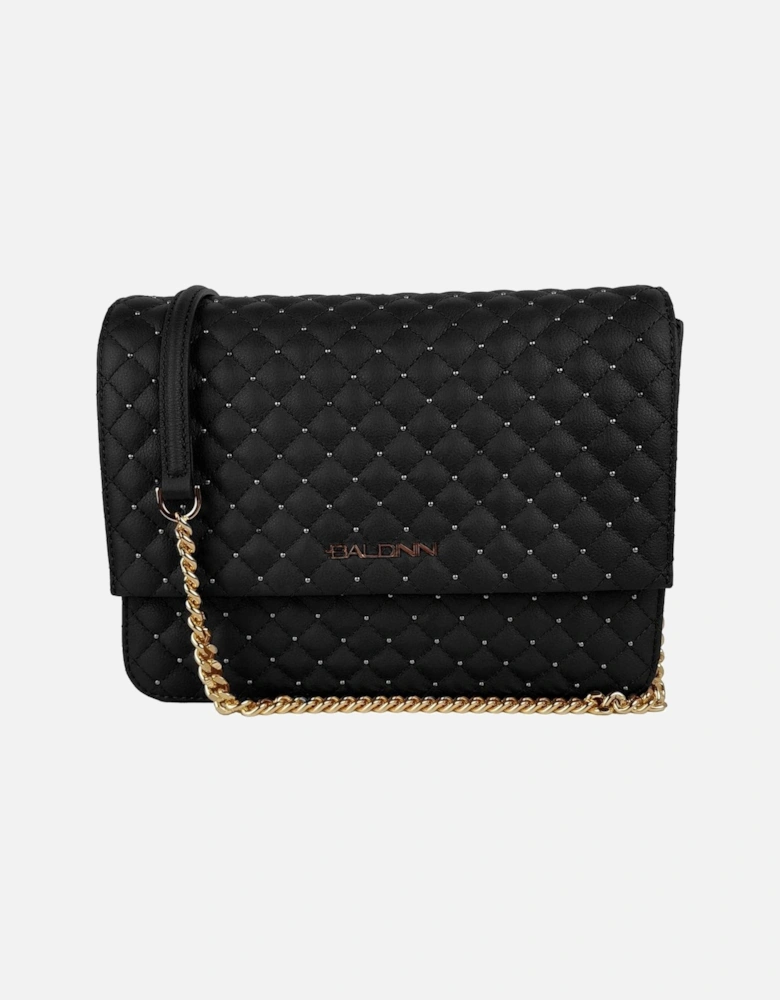 Quilted Calfskin Shoulder Bag with Studs and Chain Strap Women - Black