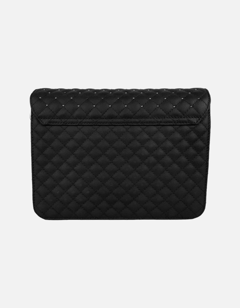 Quilted Calfskin Shoulder Bag with Studs and Chain Strap Women - Black