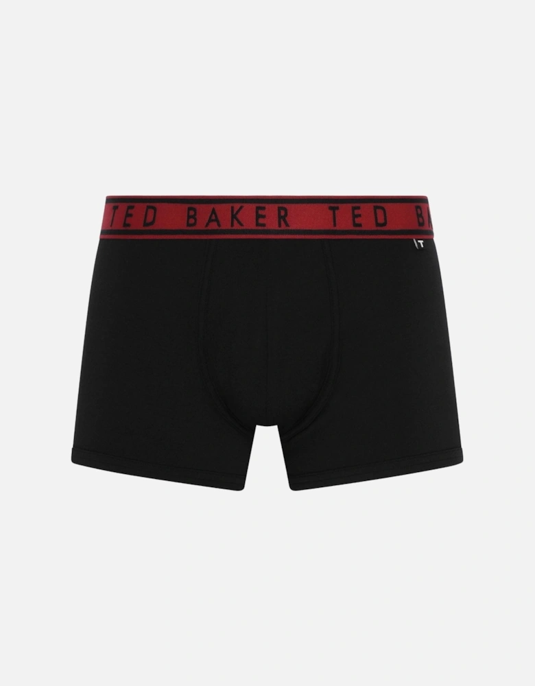 3-Pack Contrast Waistband Boxer Trunks, Black w/ burgundy/red/gingerbread