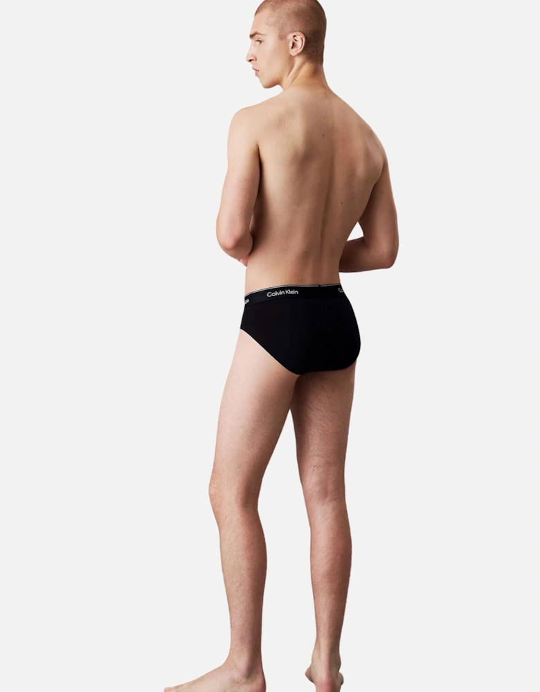 3-Pack Modern Cotton Hip Briefs, All Black