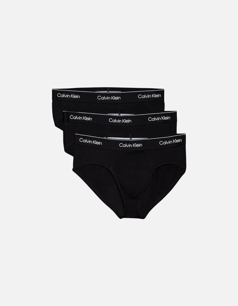 3-Pack Modern Cotton Hip Briefs, All Black