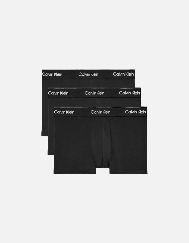 3-Pack Modern Cotton Boxer Trunks, All Black