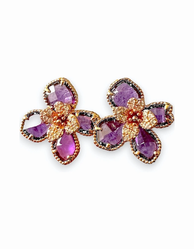 Flower Earrings Purple