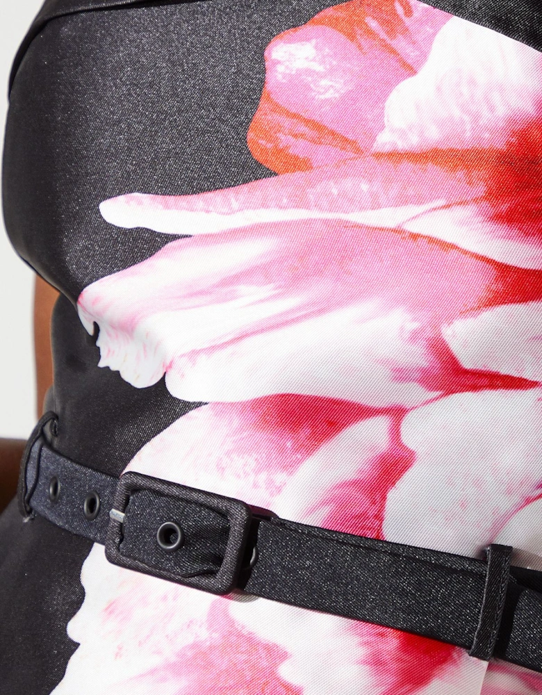 Rose Print Twill Dress