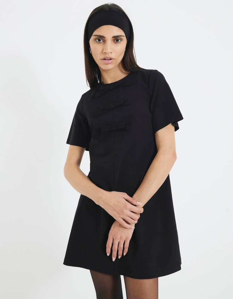 Bow Mini T-Shirt Dress - Black