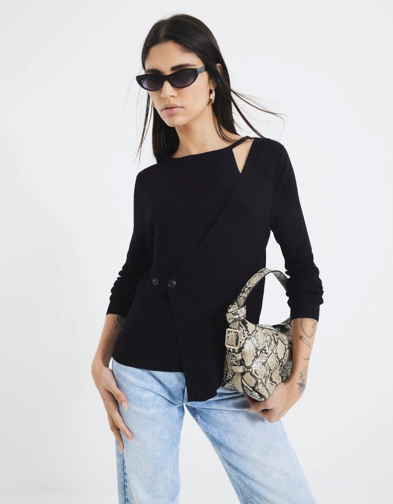 Wrap Asymmetric Top - Black