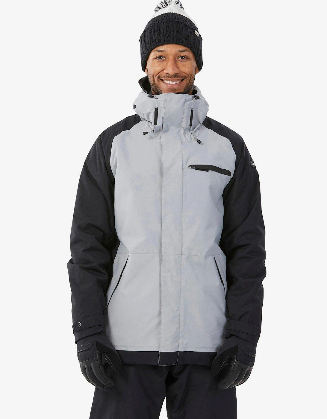 Men's 100 Snowboard Jacket - Grey/Black, 7 of 6
