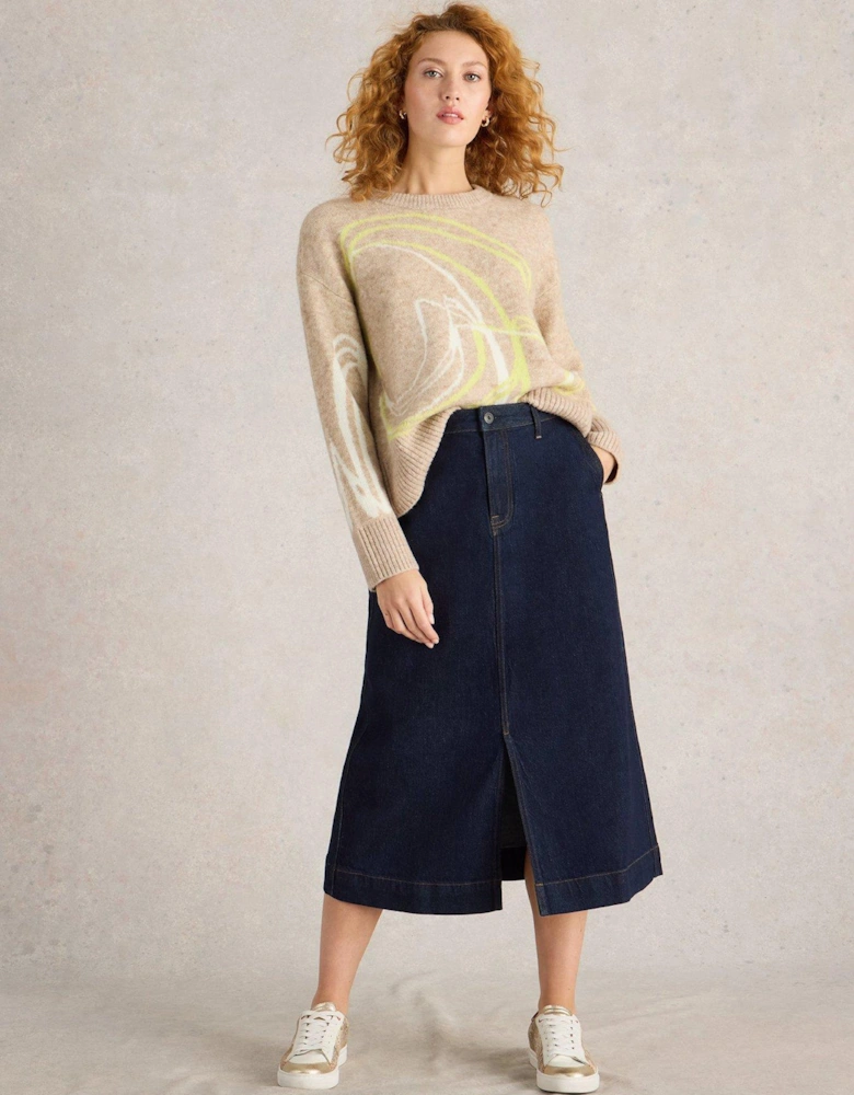 Allie Denim Midi Skirt - Blue