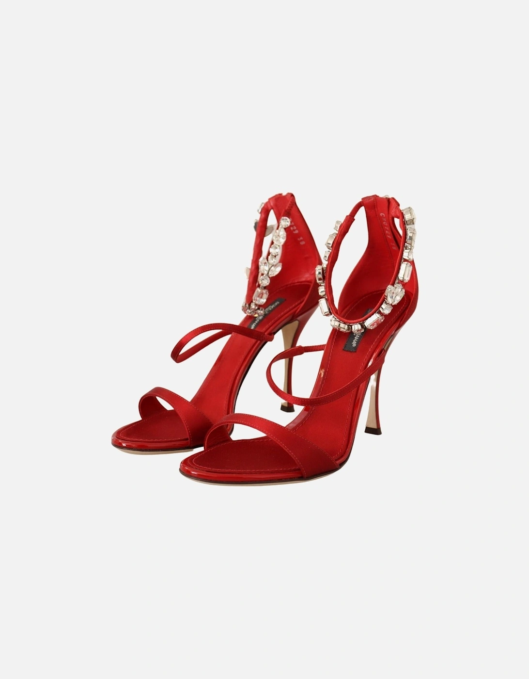 Satin CrystalEmbellished Sandals Women - Red