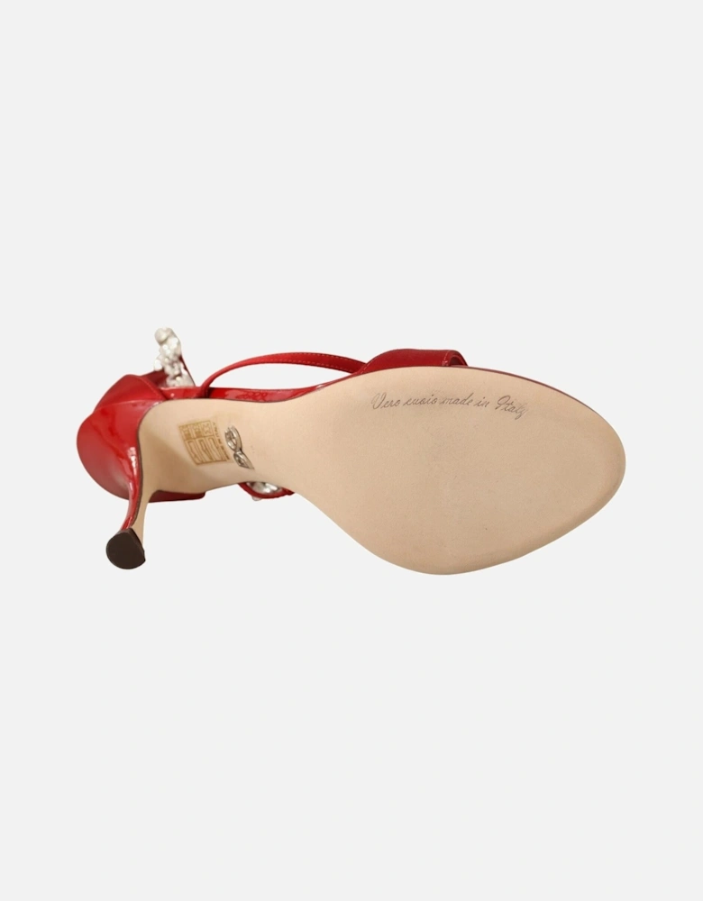 Satin CrystalEmbellished Sandals Women - Red