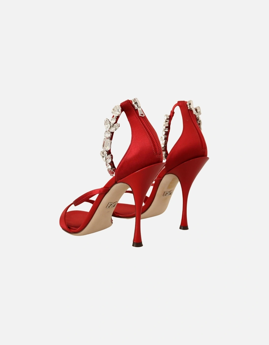 Satin CrystalEmbellished Sandals Women - Red