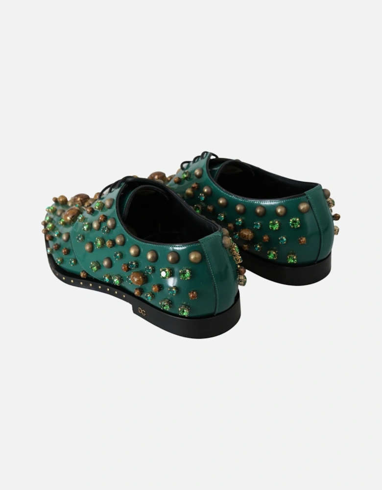 Embellished Patent Leather Oxfords Women - Green Flats