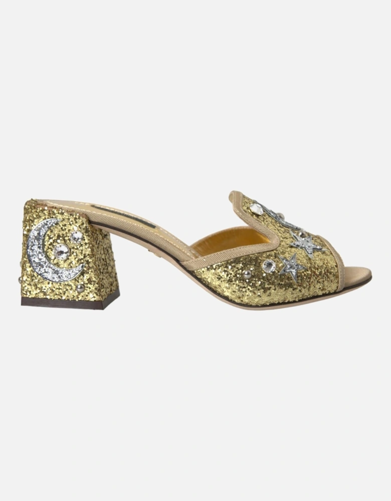 Sequined Heels Sandals Women - Gold